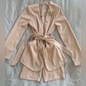 FASHION NOVA Tan Blazer and Shorts Set